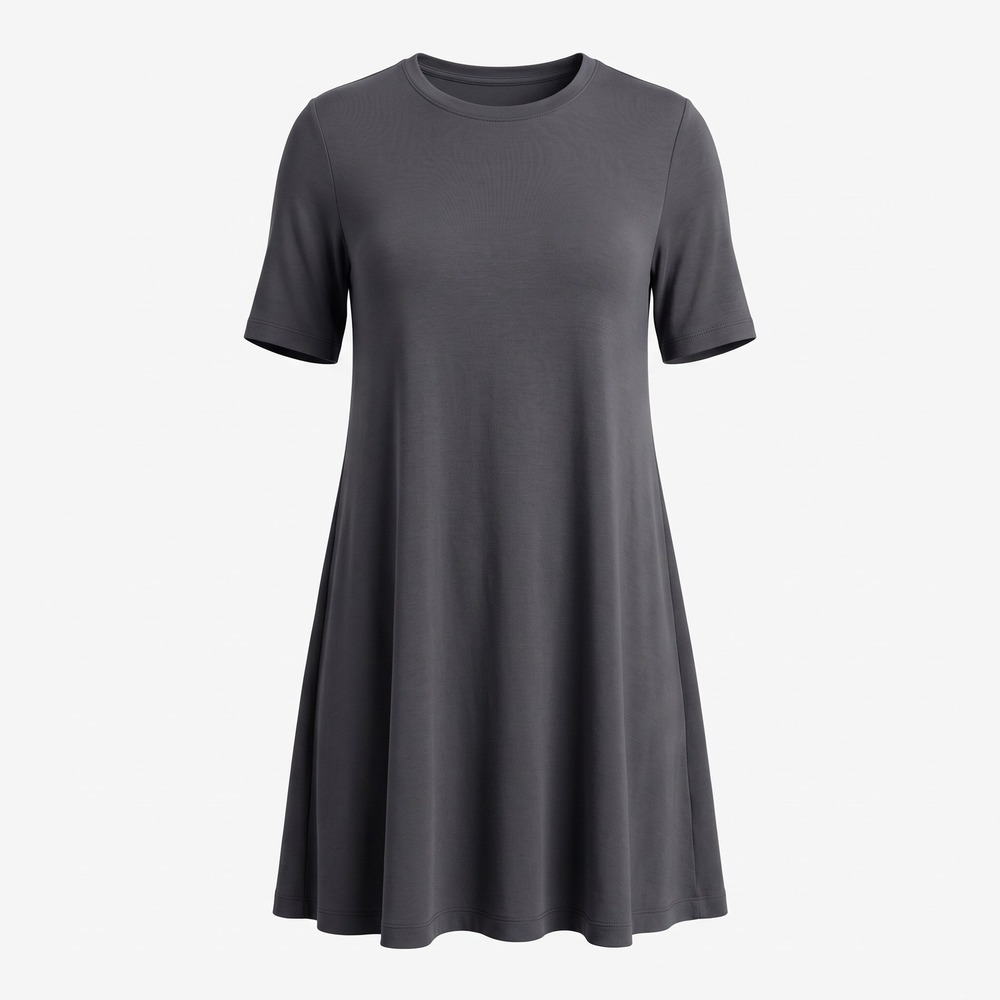 Lou & Grey XS Dark Gray Short Sleeve T-Shirt Dress Womens Minimalist Casual Cozy